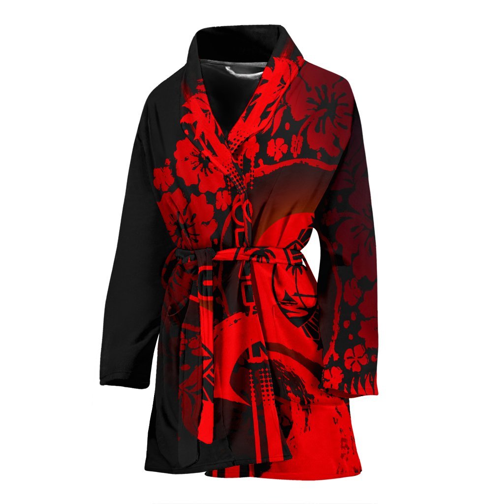 Guam Women's Bathrobe - Hibiscus And Wave Red Women's Bath Robe - Guam Women's Bathrobe - Hibiscus and Wave Red K6 Universal Fit Red - Polynesian Pride