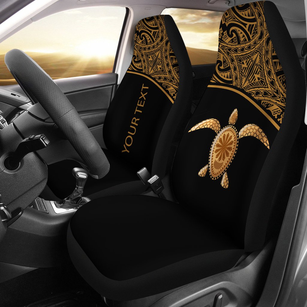 Polynesian Custom Personalised Car Seat Covers - Polynesian Gold Turtle Curve Style Universal Fit Golden - Polynesian Pride