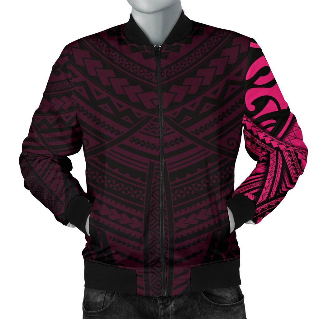 Maori Samoan Tattoo Men Bomber Jacket Pink Version Pink - Polynesian Pride