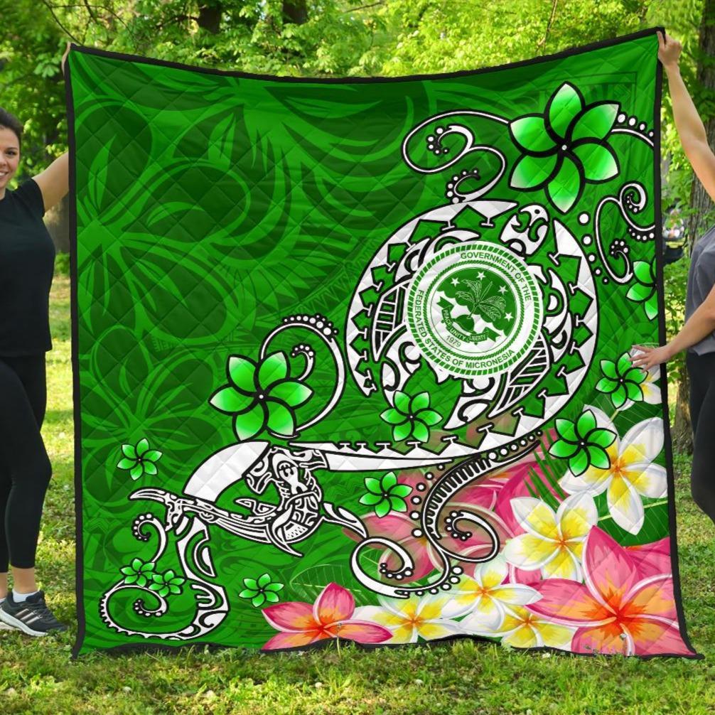 FSM Premium Quilt - Turtle Plumeria (Green) Green - Polynesian Pride