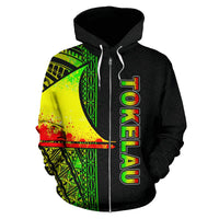 Tokelau Polynesian All Over Zip up Hoodie Reggae Line - Polynesian Pride