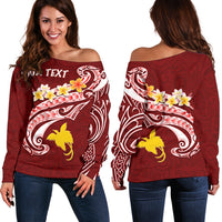 Papua New Guinea Women's Off Shoulder Sweater - PNG Seal Polynesian Patterns Plumeria - Polynesian Pride