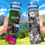 Samoa Hydro Tracking Bottle - Turtle Plumeria Banana Leaf Hydro Tracking Bottle 32oz Large Black - Polynesian Pride