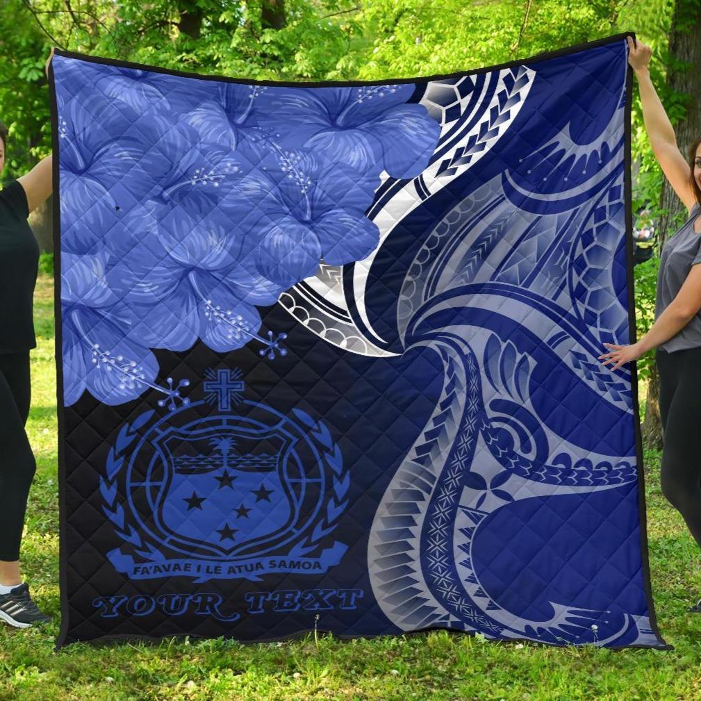 Samoa Custom Personalised Premium Quilt - Samoa Seal Wave Style (Blue) Blue - Polynesian Pride