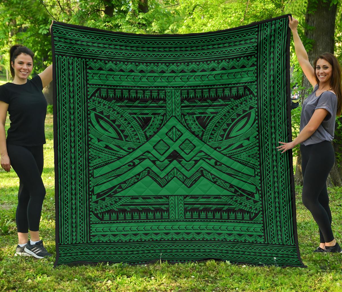 Hawaii Polynesian Mauna Kea Premium Quilt Green Green - Polynesian Pride
