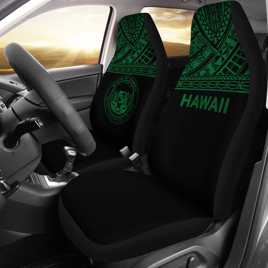 Hawaii Car Seat Covers - Hawaii Seal Polynesian Green Horizontal Universal Fit Green - Polynesian Pride