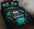 Samoa Polynesian Quilt Bed Set Hibiscus Turquoise Black - Polynesian Pride