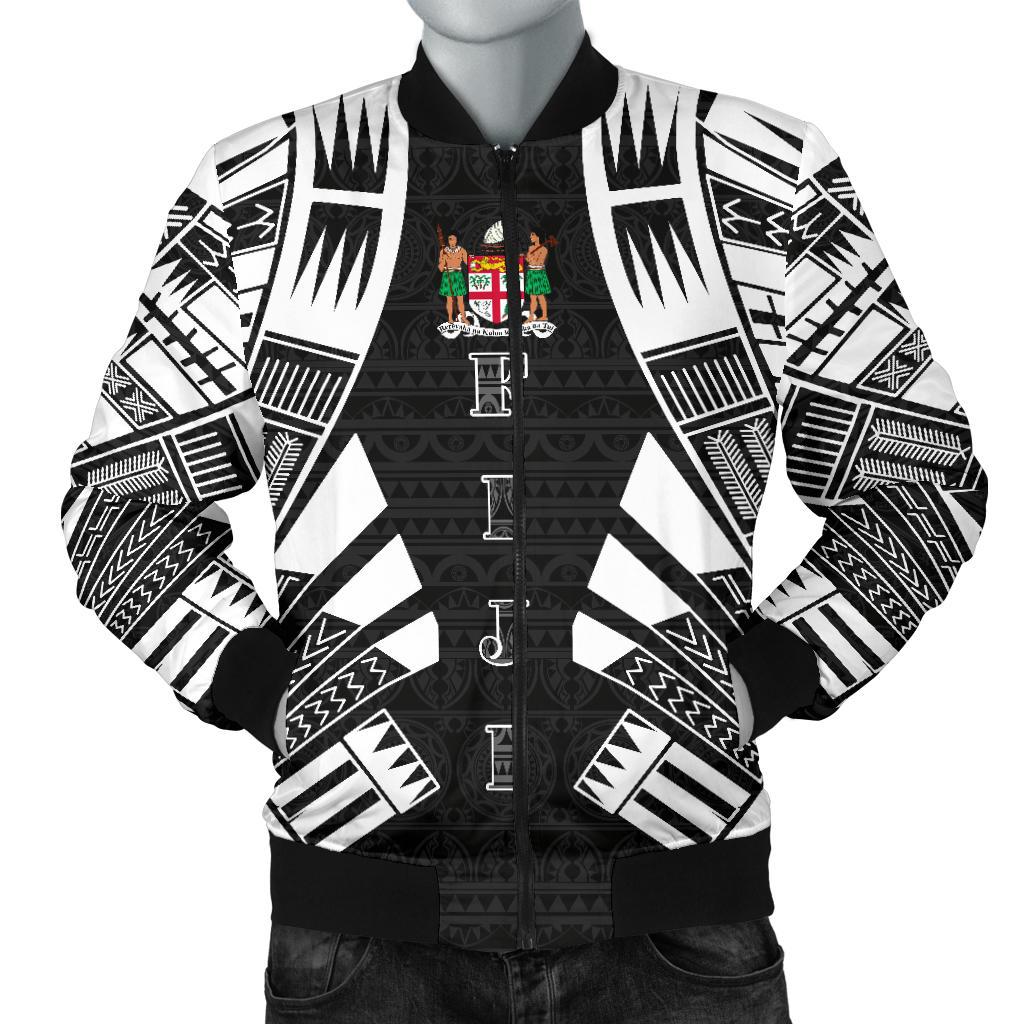 Fiji Men Bomber Jackets - Polynesian Tattoo Black Black - Polynesian Pride