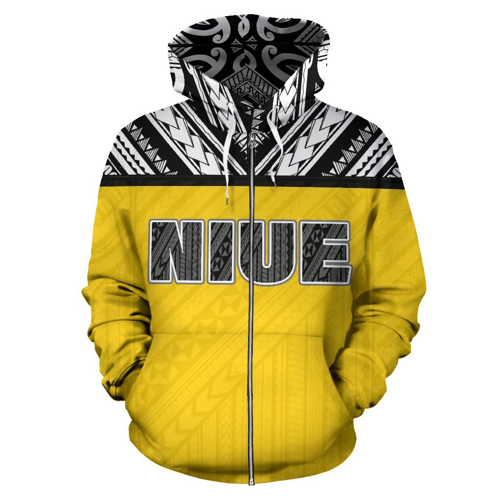 Niue All Over Zip up Hoodie Polynesian Hoodie Style - Polynesian Pride