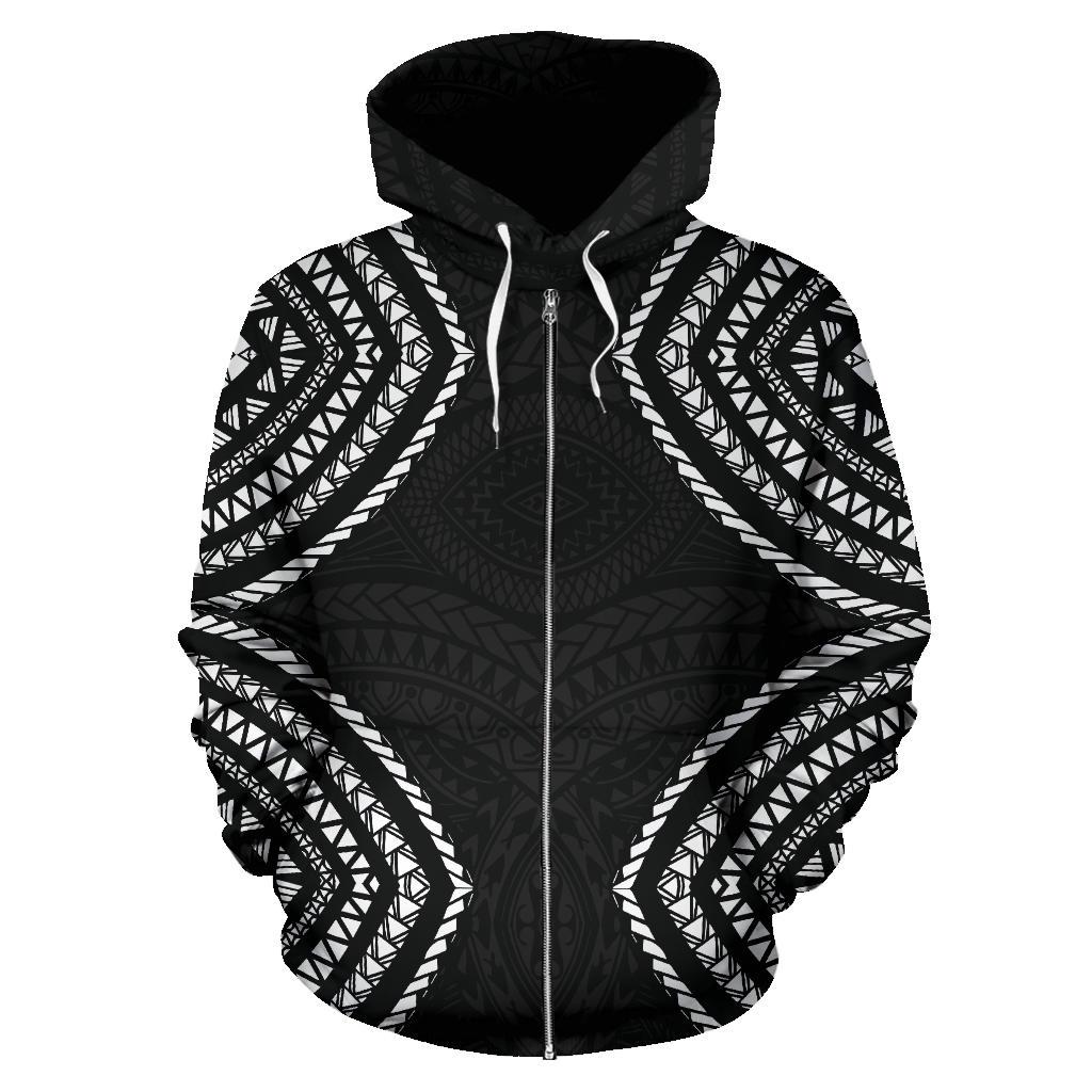 Chuuk Zip up Hoodie Micronesia Black Warrior Style - Polynesian Pride