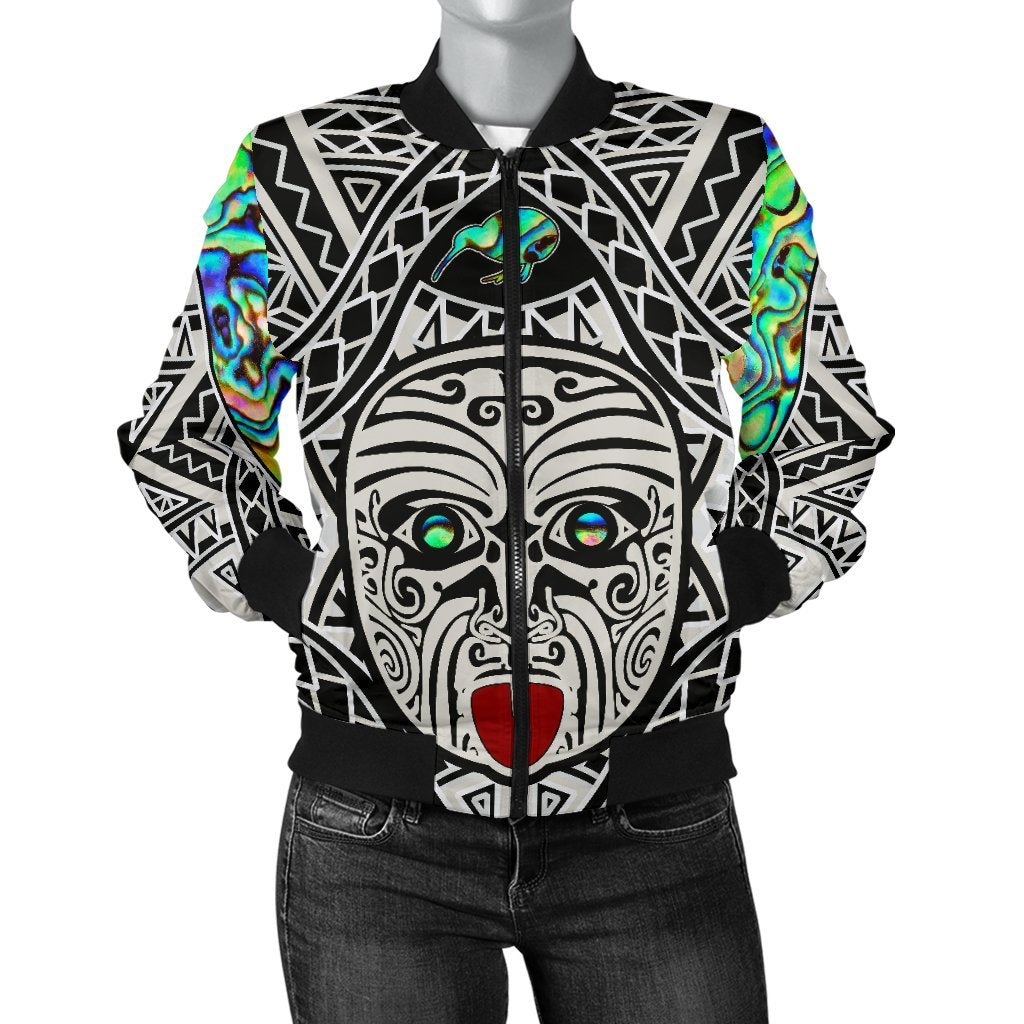 Integrity Maori Ta Moko Women Bomber Jacket Kiwi and Paua Art - Polynesian Pride