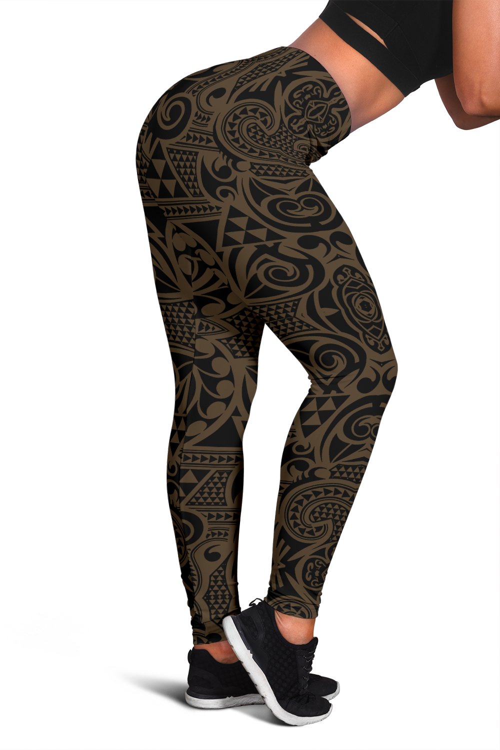 Polynesian Kakau Turtle Gold Hawaii Women's Leggings AH Gold - Polynesian Pride