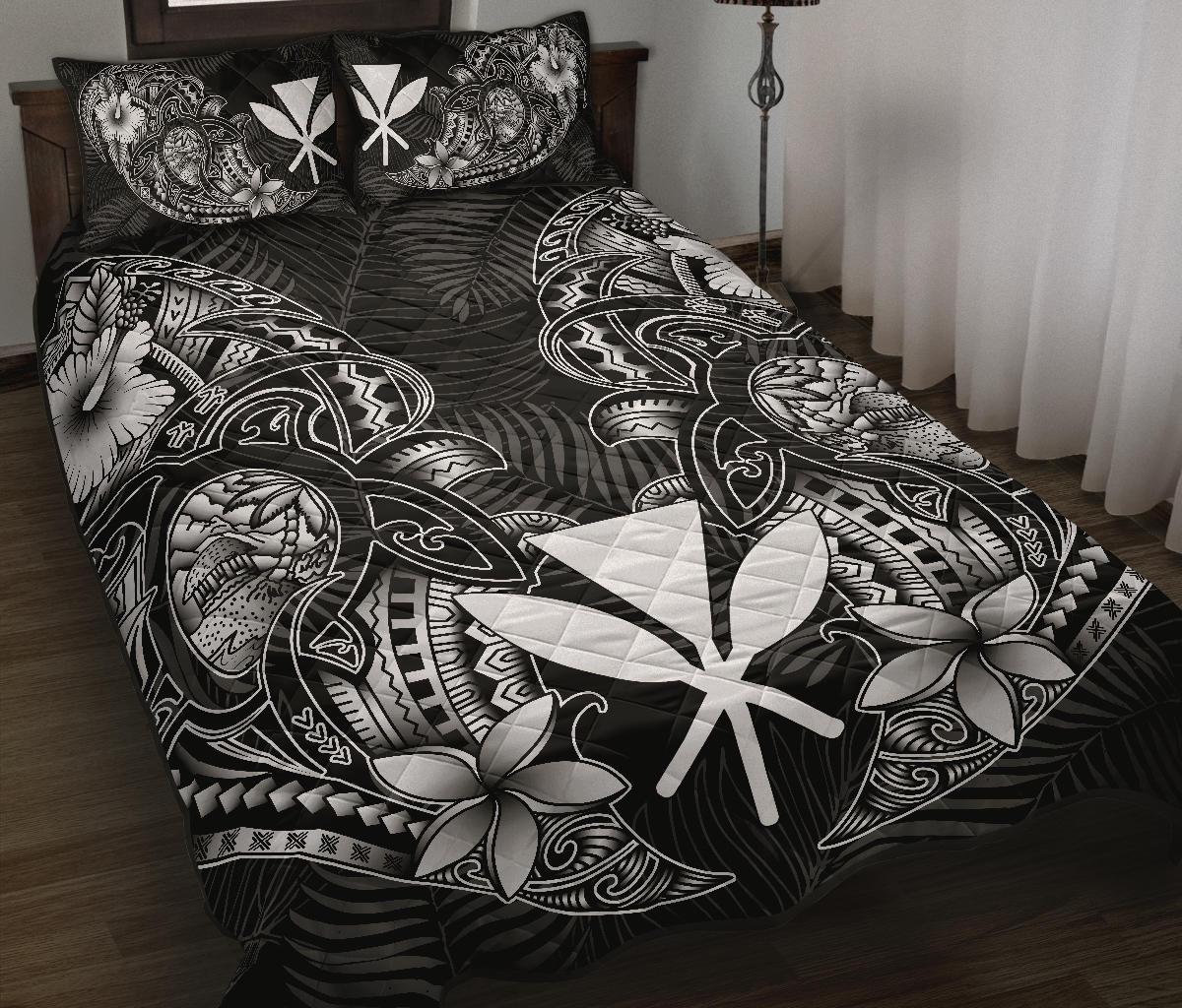 Polynesian Hawaii (Kanaka Maoli) Quilt Bed Set - White Turtle Homeland WHITE - Polynesian Pride