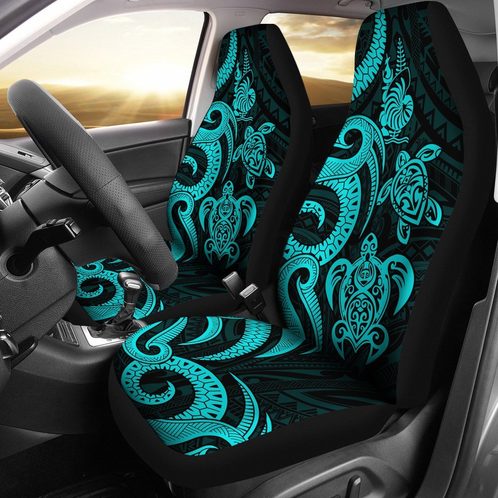 New Caledonia Car Seat Covers - Turquoise Tentacle Turtle Universal Fit Turquoise - Polynesian Pride