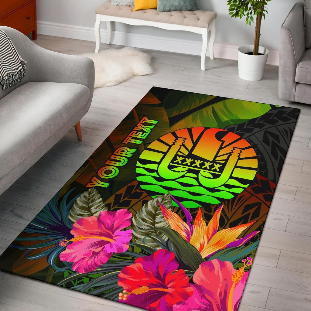 Tahiti Polynesian Personalised Area Rug - Hibiscus and Banana Leaves Reggae - Polynesian Pride