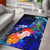 Cook Islands Area Rug - Humpback Whale with Tropical Flowers (Blue) - Polynesian Pride