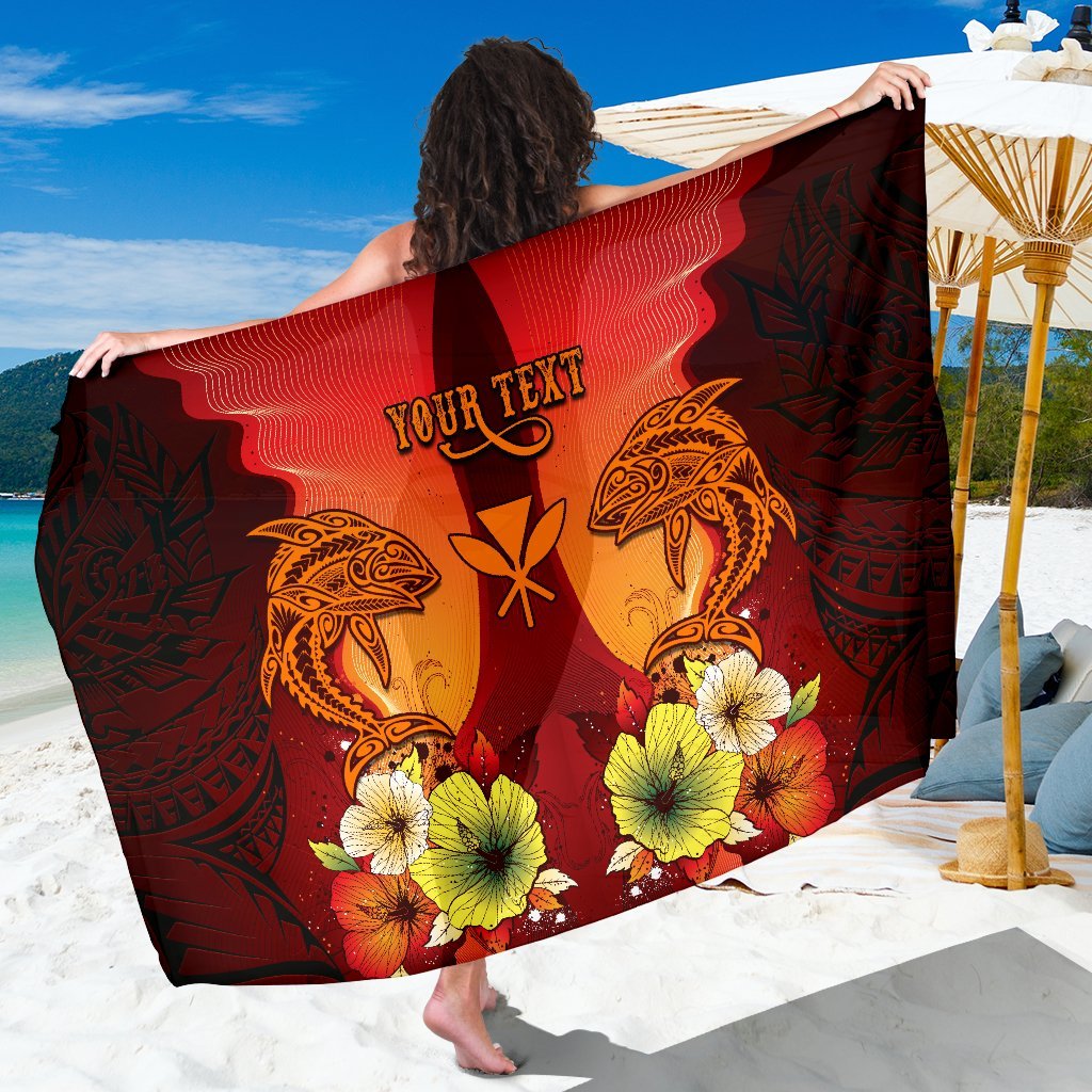 Hawaii Custom Personalised Sarongs - Tribal Tuna Fish One Style One Size Orange - Polynesian Pride