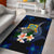 Tuvalu Polynesian Area Rug - Turtle With Plumeria Flowers Blue - Polynesian Pride