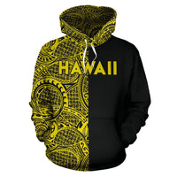 Hawaii Kanaka Polynesian Hoodie The Half Yellow - Polynesian Pride