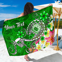 Samoa Custom Personalised Sarong - Turtle Plumeria (Green) One Style One Size Green - Polynesian Pride