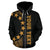 Cook Islands Polynesian Custom Zip up Hoodie Line Gold - Polynesian Pride