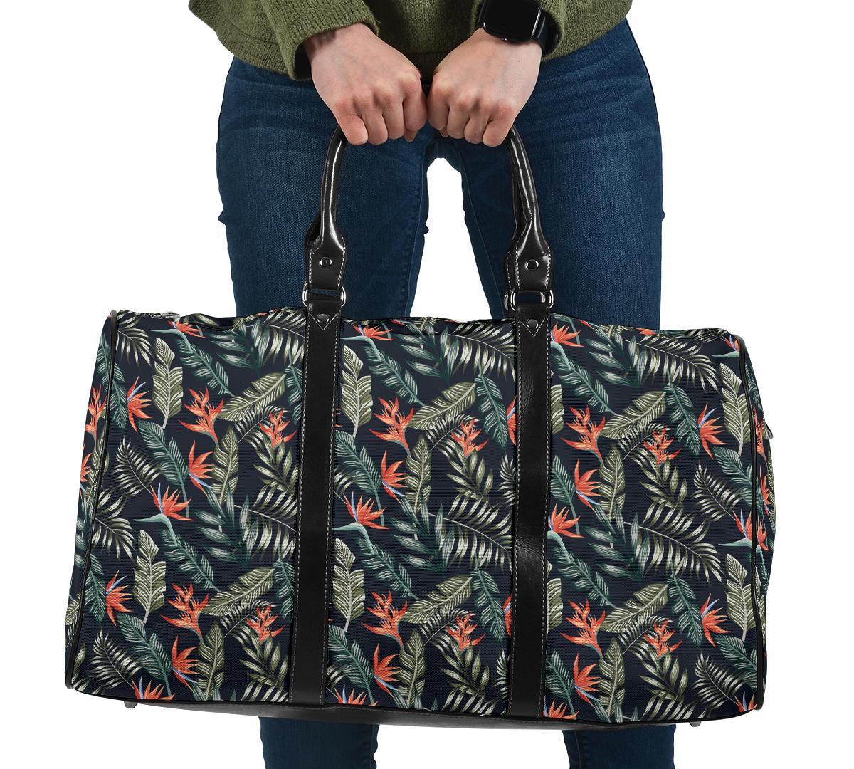 Tropical Strelitzia Black Hawaii Travel Bag Travel Bag One size Black - Polynesian Pride