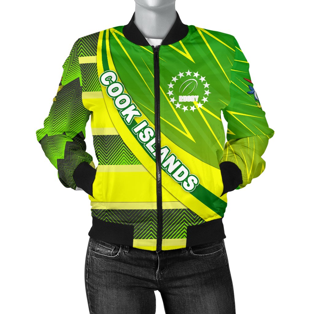 Cook Islands Women Bomber Jacket Victorian Vibes Green - Polynesian Pride