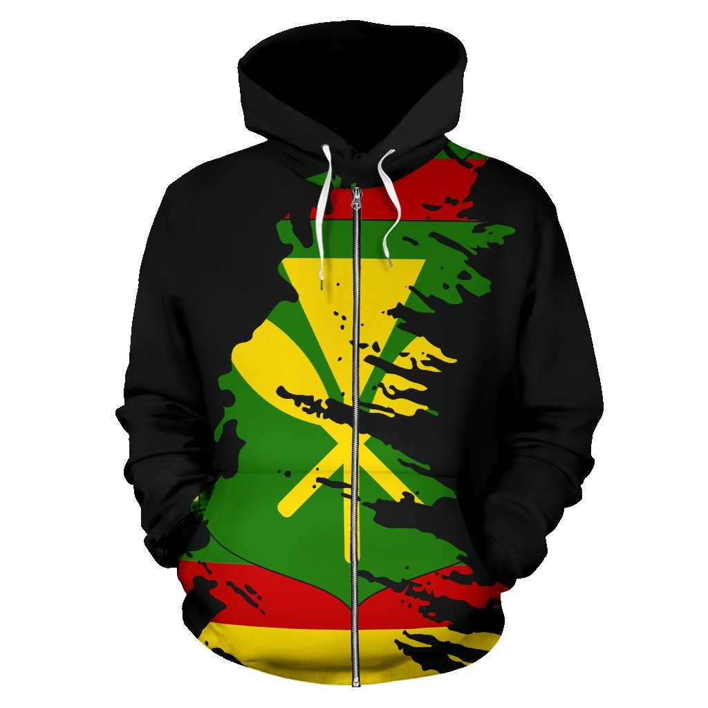 Hawaii Zip up Hoodie Hawaii Kanaka Maoli Flag Painting - Polynesian Pride