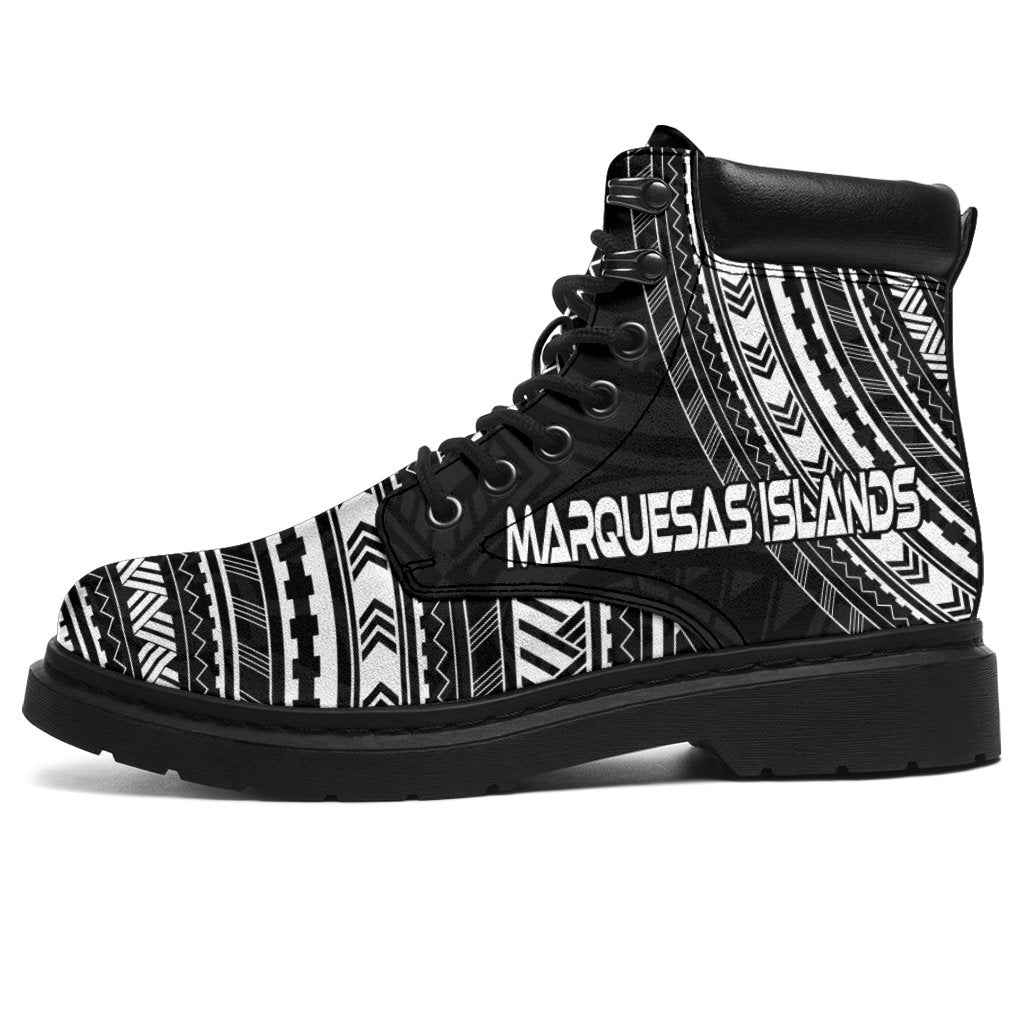 Marquesas Islands Leather Boots - Polynesian Black Chief Version Black - Polynesian Pride