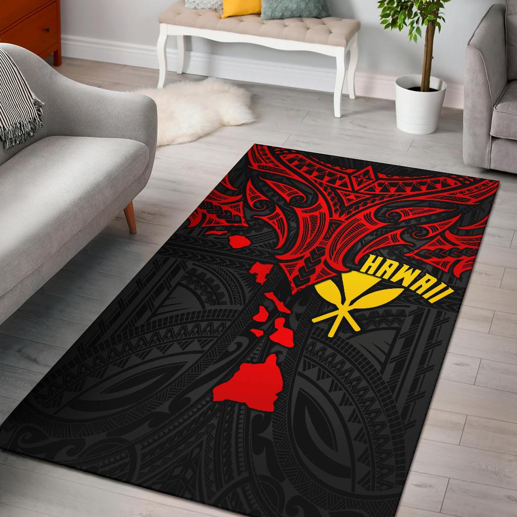 Polynesian Hawaii Area Rug - Polynesian Whale Tail Red - Polynesian Pride