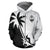 Guam Zip up Hoodie Guam Coat of Arms Coconut Tree Black White - Polynesian Pride