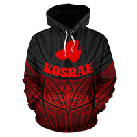 Kosrae Polynesian Hoodie Red Black Pride Map nd Seal - Polynesian Pride