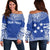 Gambier Islands Polynesian Chief Custom Personalised Women's Off Shoulder Sweater - Flag Version Blue - Polynesian Pride