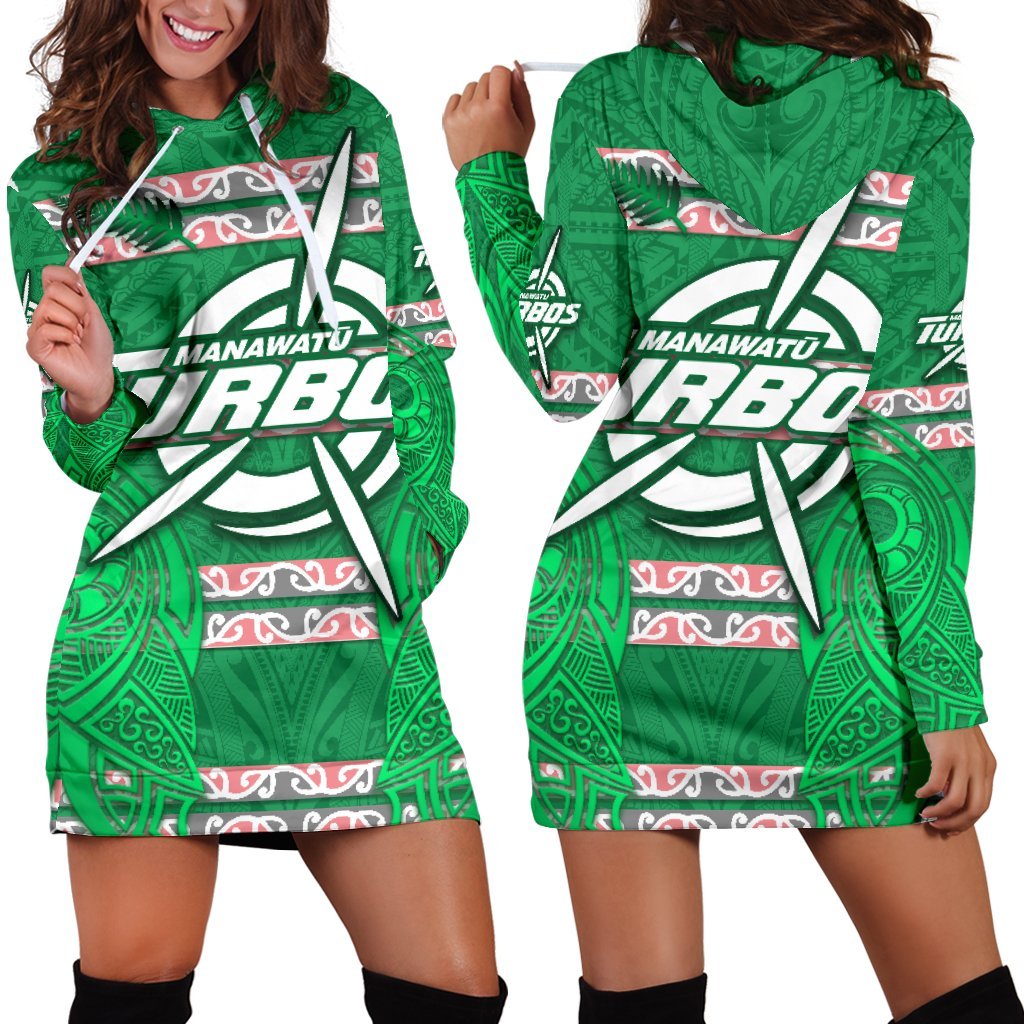 Manawatu Turbos Women Hoodie Dress Maori Vibes Green - Polynesian Pride