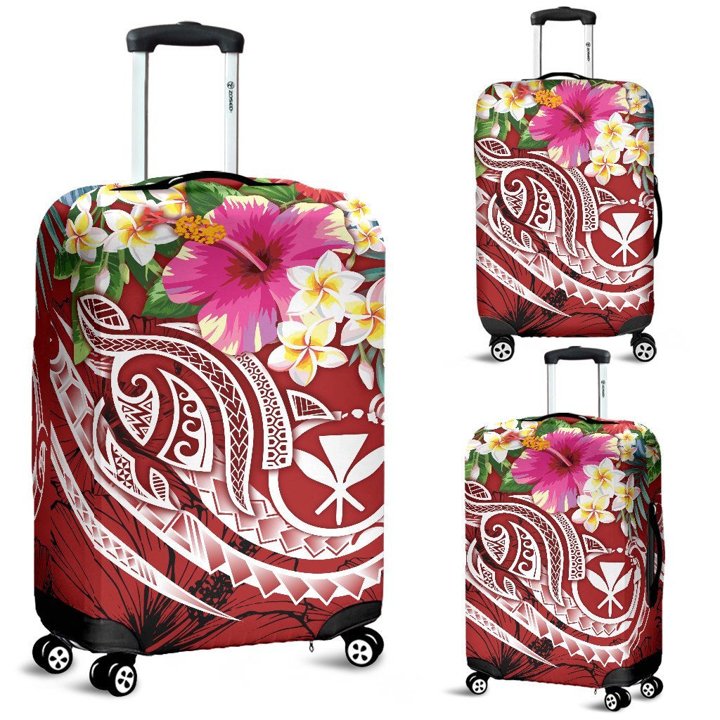 Polynesian Hawaii Kanaka Maoli Luggage Covers - Summer Plumeria (Red) - Polynesian Pride