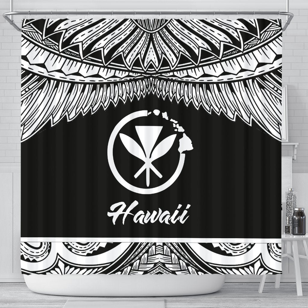 Hawaii Polynesian Shower Curtain - Hawaii Pride White Version 177 x 172 (cm) White - Polynesian Pride