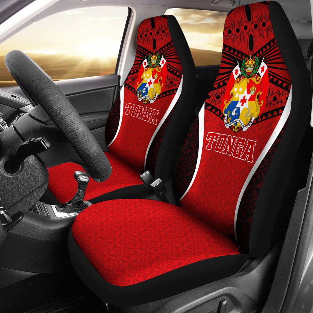 Tonga Polynesian Car Seat Covers - Red Pattern Universal Fit Red - Polynesian Pride