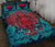 Hawaii Polynesian Quilt Bed Set - Hawaiian Red Tiki Face - Torquoise Version BLUE - Polynesian Pride