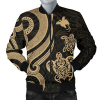 Papua New Guinea Men's Bomber Jacket - Gold Tentacle Turtle Gold - Polynesian Pride
