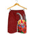 Tahiti Polynesian Men Shorts - Hibiscus Coat of Arm Red - Polynesian Pride