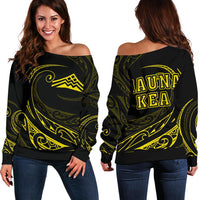 Hawaiian Mauna Kea Polynesian Women's Off Shoulder Sweater - Yellow - Frida Style Yellow - Polynesian Pride