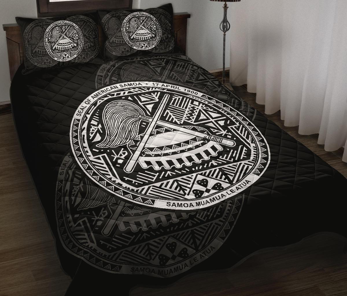 American Samoa Polynesian Quilt Bed Set Black - Polynesian Pride