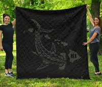 Hawaii Shark Gray Polynesian Premium Quilt Gray - Polynesian Pride