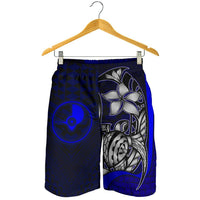 Yap Micronesian Men's Shorts Blue - Turtle With Hook - Polynesian Pride