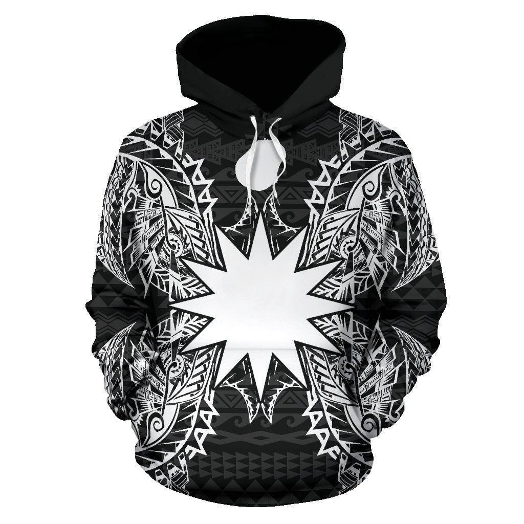 Nauru Polynesian ll Over Hoodie Map Black - Polynesian Pride