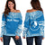 Yap Polynesian Chief Custom Personalised Women's Off Shoulder Sweater - Flag Version Blue - Polynesian Pride