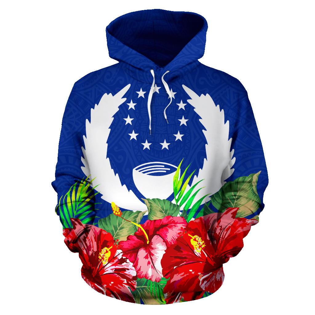 Pohnpei Polynesian Hoodie Flag Hibiscus - Polynesian Pride