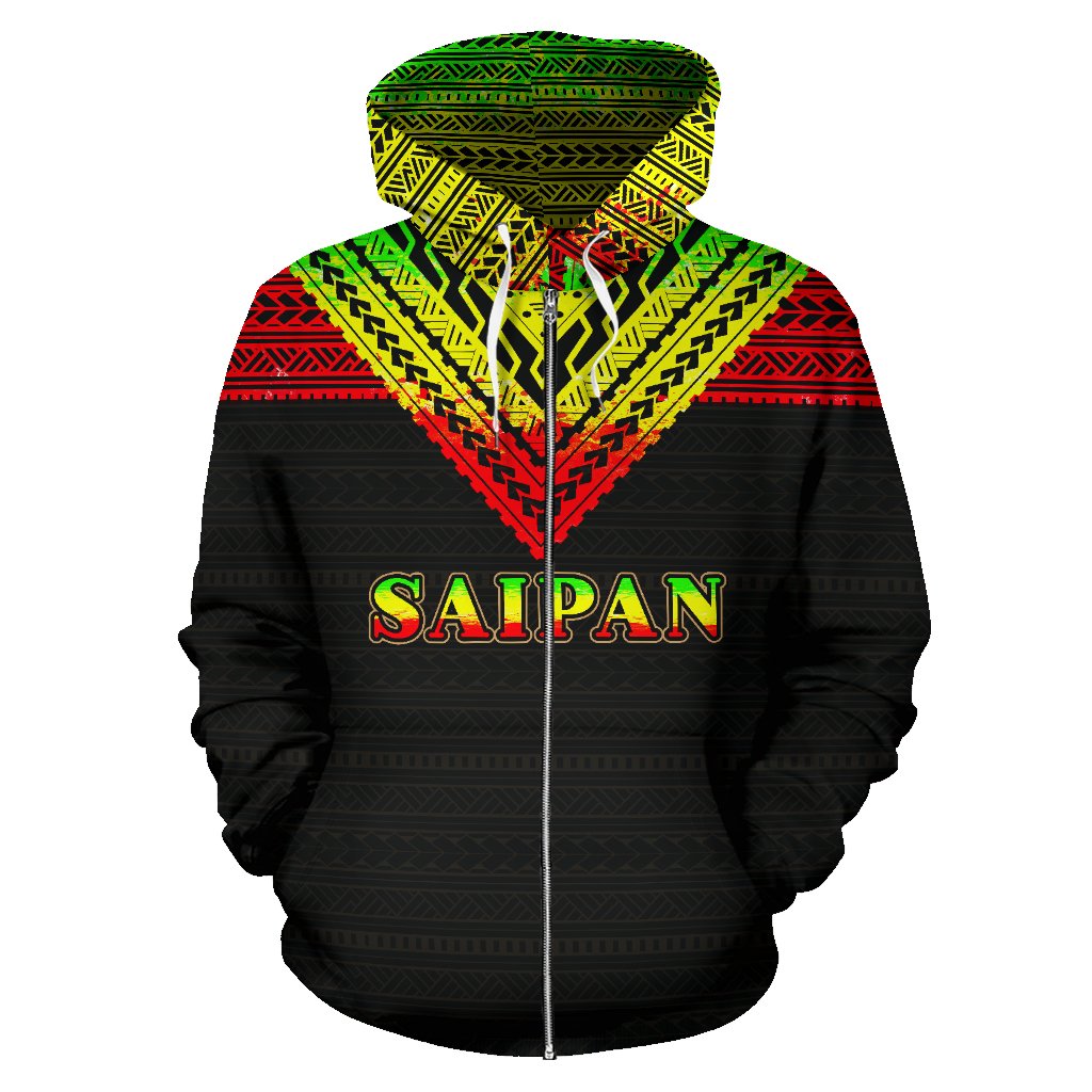Saipan All Over Zip up Hoodie Reggae Color Version - Polynesian Pride