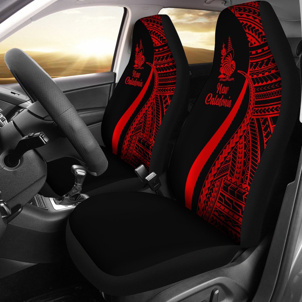 New Caledonia Car Seat Covers - Red Polynesian Tentacle Tribal Pattern Crest Universal Fit Red - Polynesian Pride