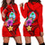 Guam Polynesian Women's Hoodie Dress - Floral With Seal Red Red - Polynesian Pride